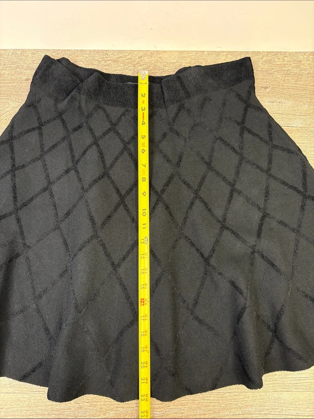 Maeve by Anthropologie Black Textured Diamond Knit Flare Skirt XL